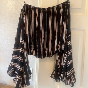 Off The Shoulder Long Sleeve Crop Top